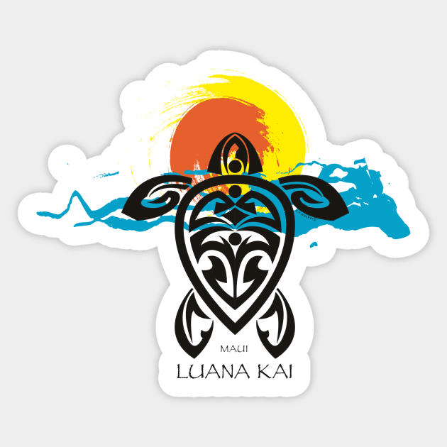 Tribal Turtle Sunset 2 / Luana Kai Maui Sticker by srwdesign